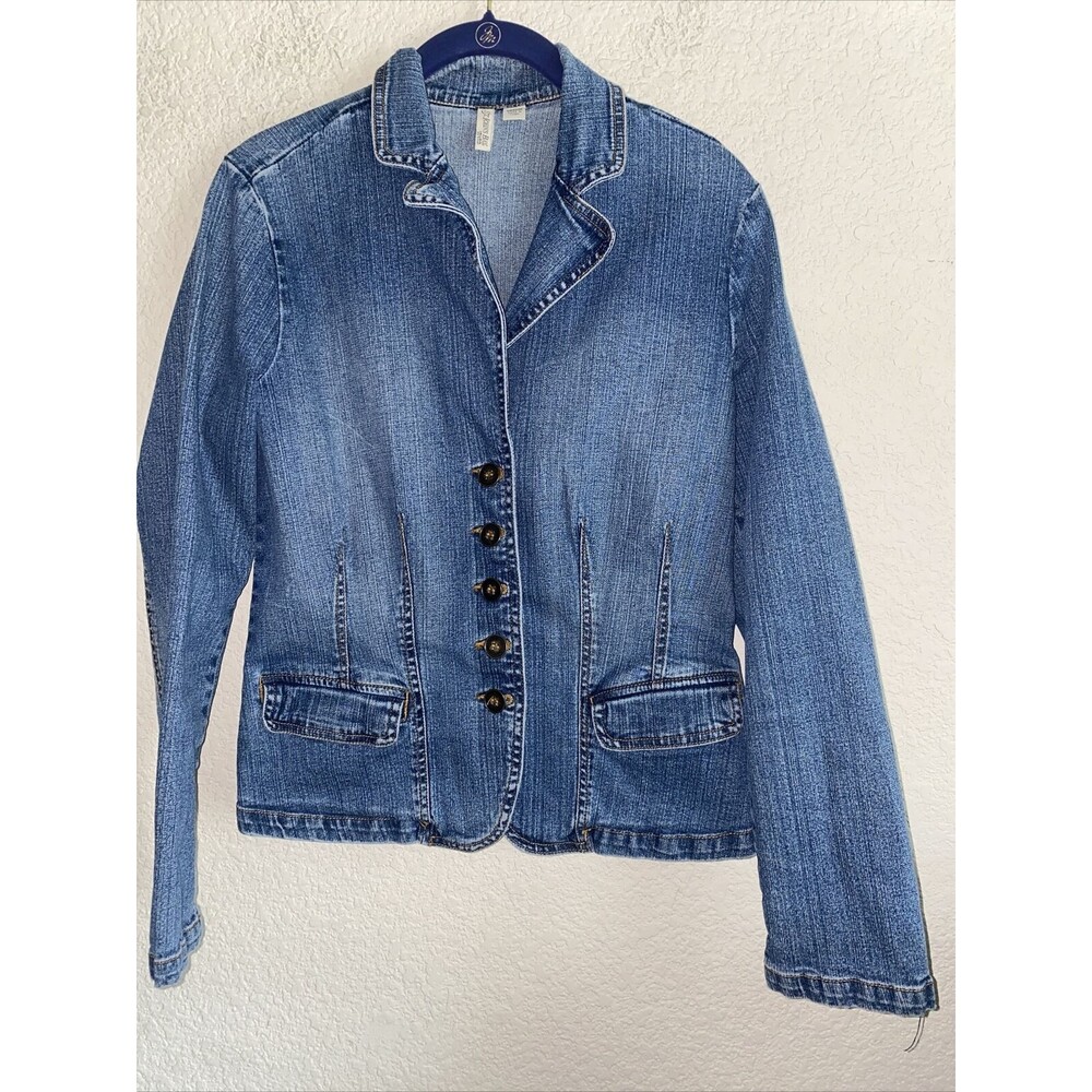 St Johns Bay chambray y2k 90s Women M Denim Button Up Jean Jacket Vintage